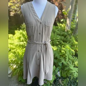 Dkny Gray Sleeveless V-Neck Midi Dress